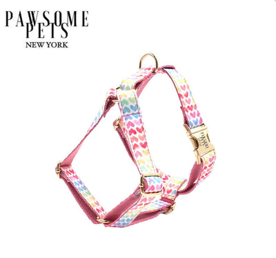 Step-in Dog Harness, Rainbow Heart Pink - Pets Perfect