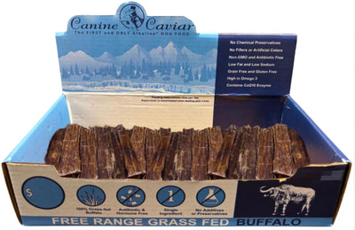 Canine Caviar Buffalo Jerky Flat Dog Treats 6 in 35 ct - Pets Perfect