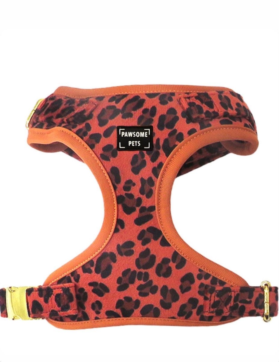 Adjustable Dog Harness, Orange Leopard