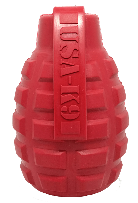 USA-K9 Grenade Dog Toy - Durable Rubber Chew & Treat Dispenser - Tactical Design - USA Made