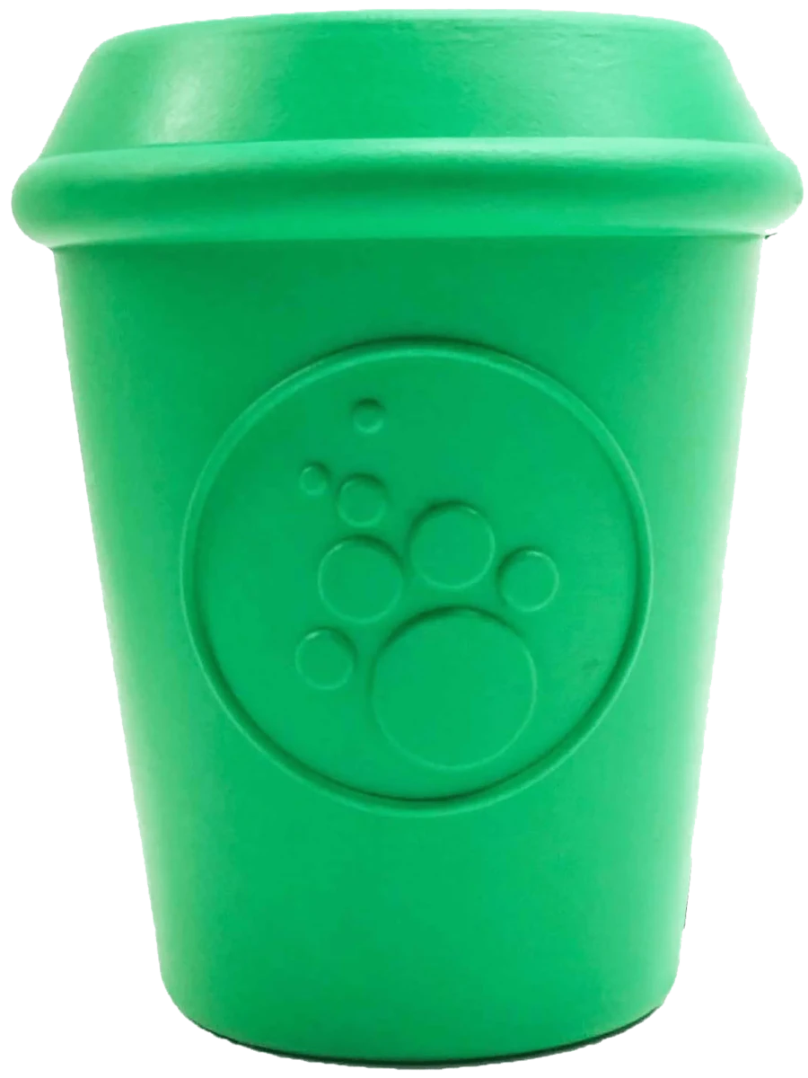 Coffee Cup Durable Rubber Chew Dog Toy and Treat Dispenser, Pink/MEDIUM, view 3