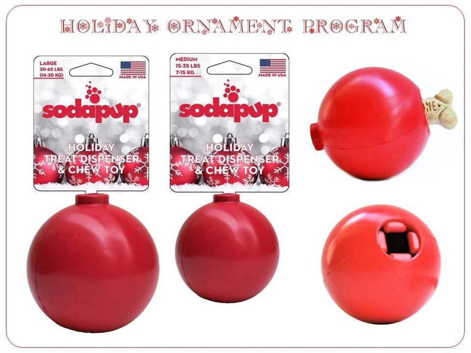 SP Christmas Ornament Durable Rubber Chew Dog Toy & Treat Dispenser, view 7