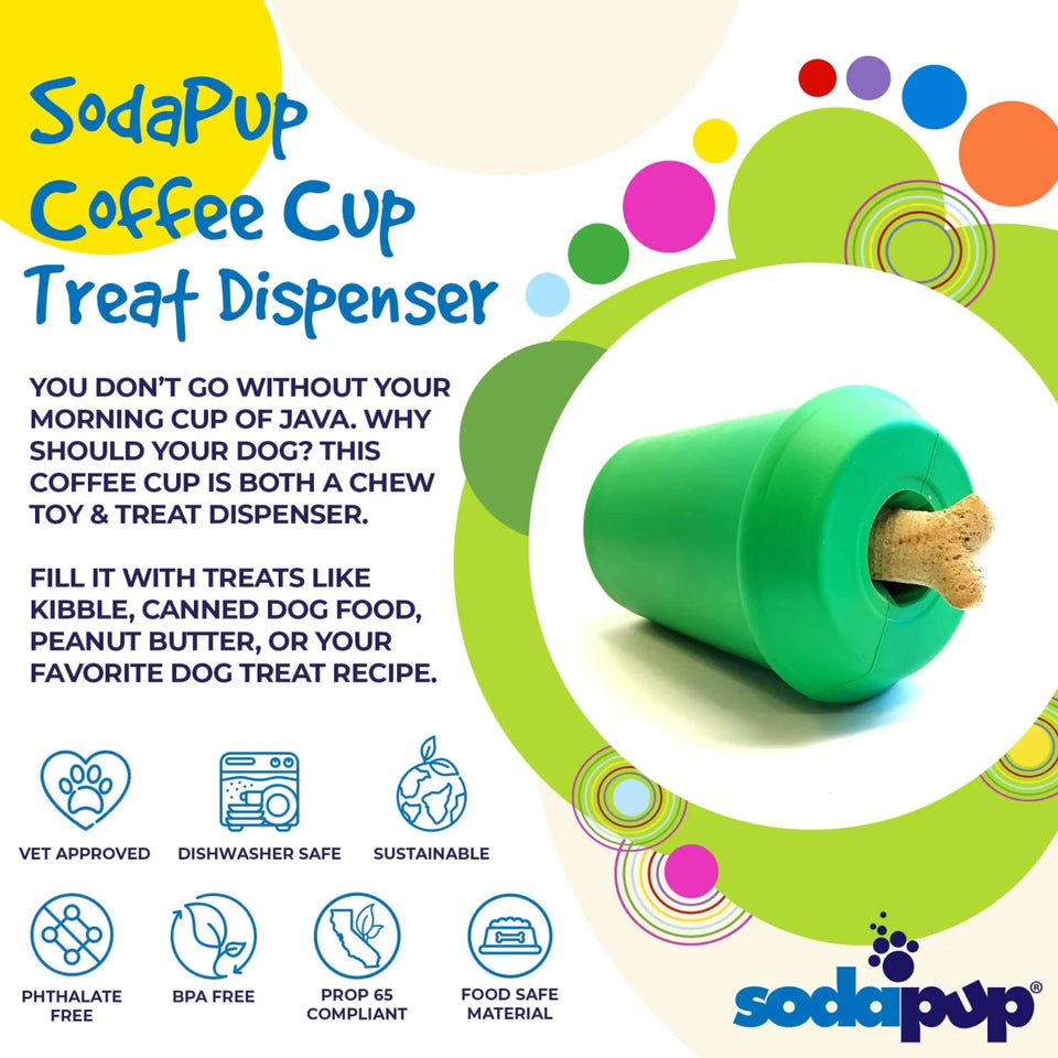Coffee Cup Durable Rubber Chew Dog Toy and Treat Dispenser, view 9