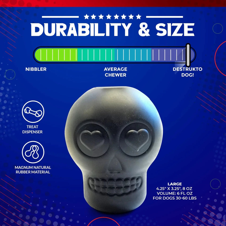 MKB Sugar Skull Durable Rubber Chew Dog Toy & Treat Dispenser, view 7