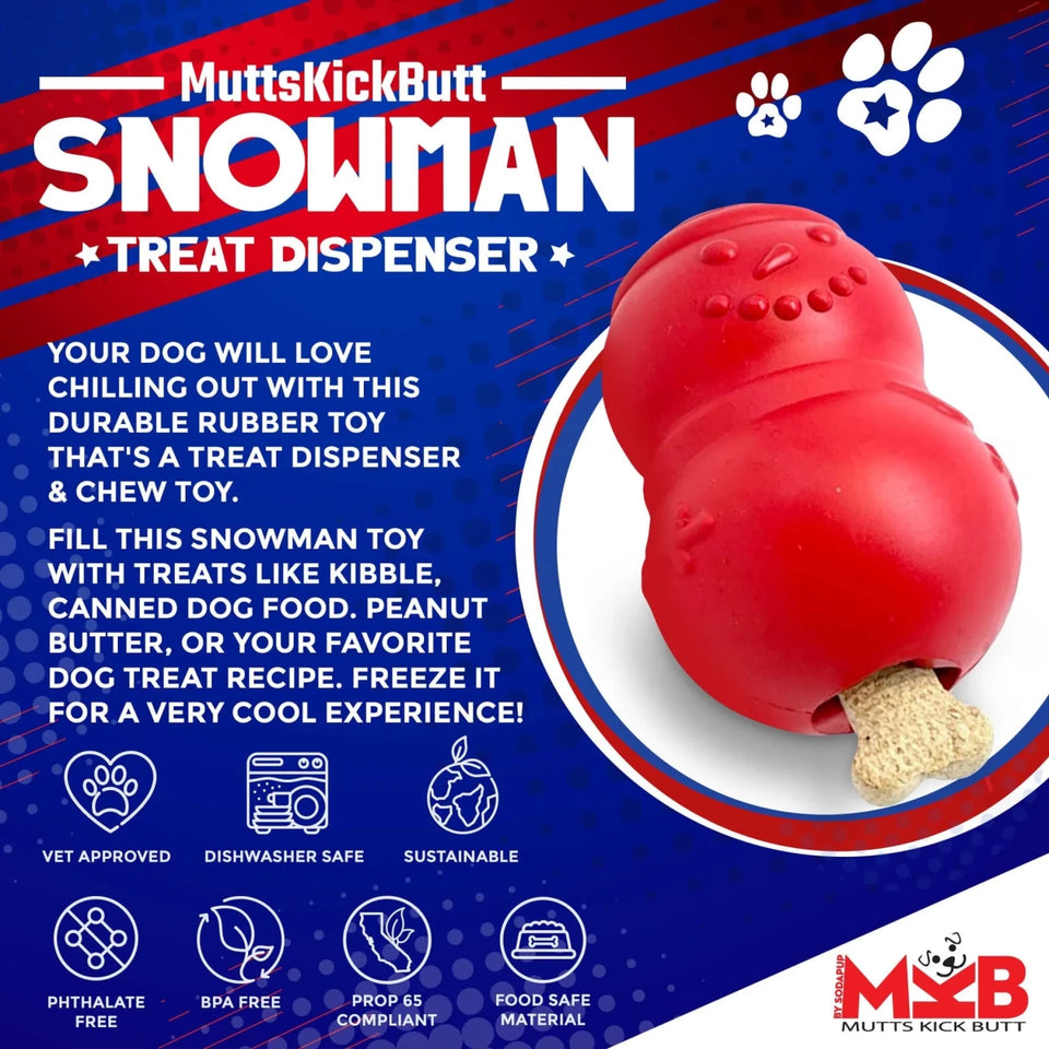 MKB Snowman Durable Rubber Chew Dog Toy & Treat Dispenser - Pets Perfect