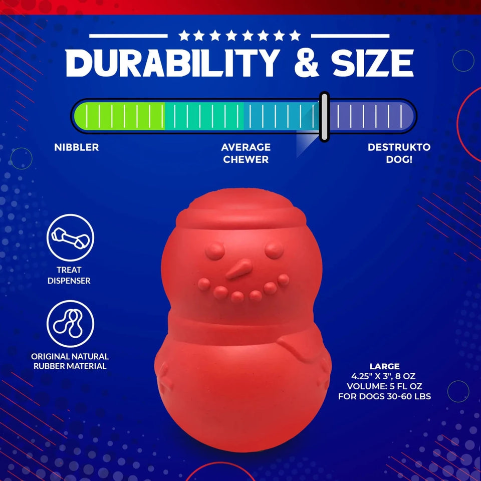MKB Snowman Durable Rubber Chew Dog Toy & Treat Dispenser - Pets Perfect