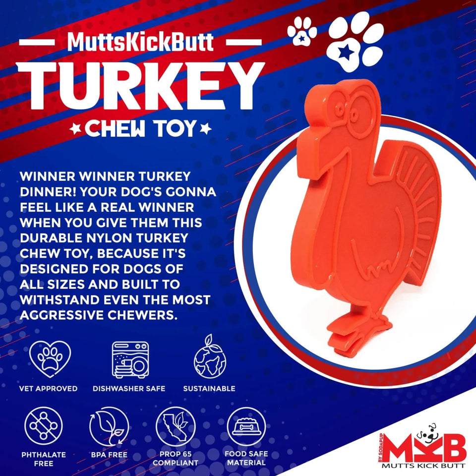 MKB Turkey Ultra Durable Nylon Dog Chew Toy for Aggressive Chewers - Pets Perfect