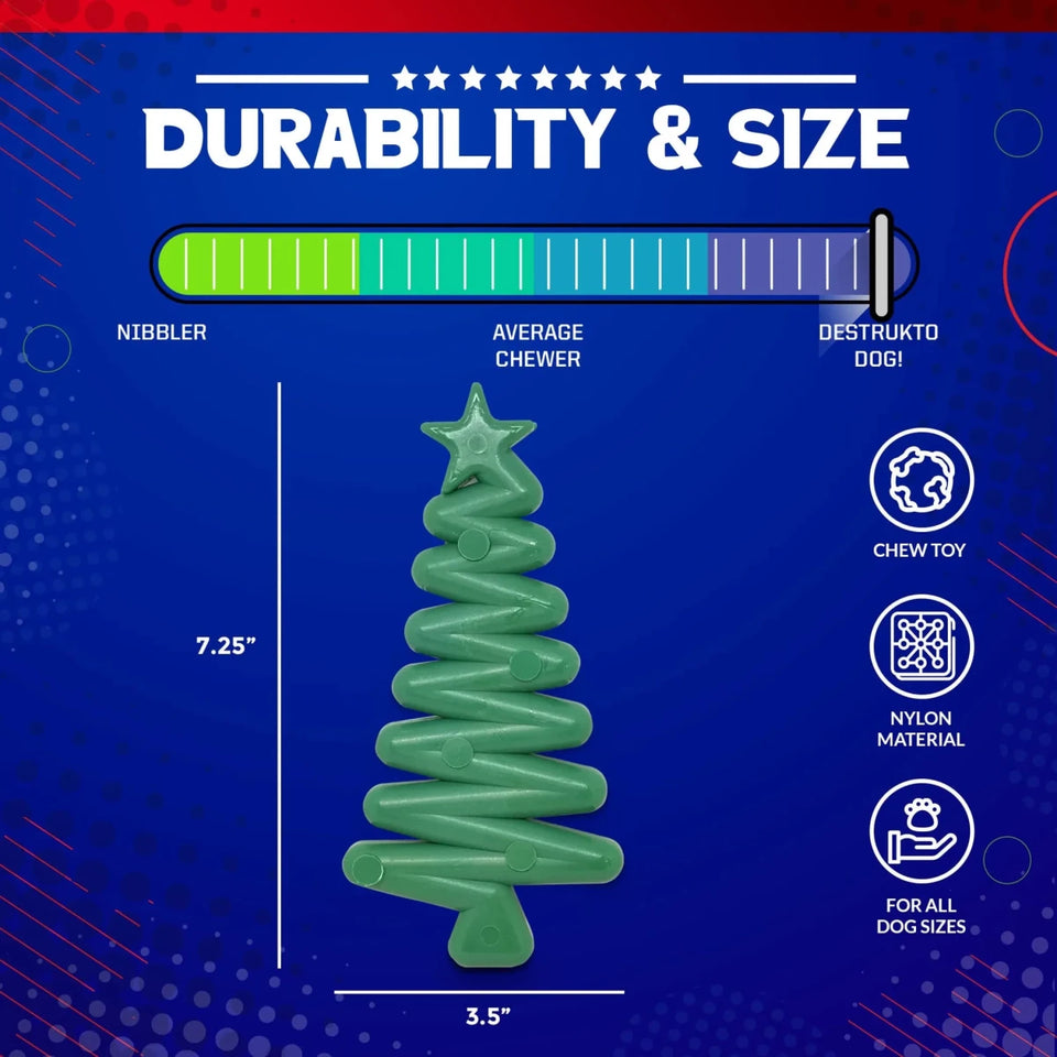 MKB Christmas Tree Ultra Durable Nylon Dog Chew Toy for Aggressive Chewers - Pets Perfect