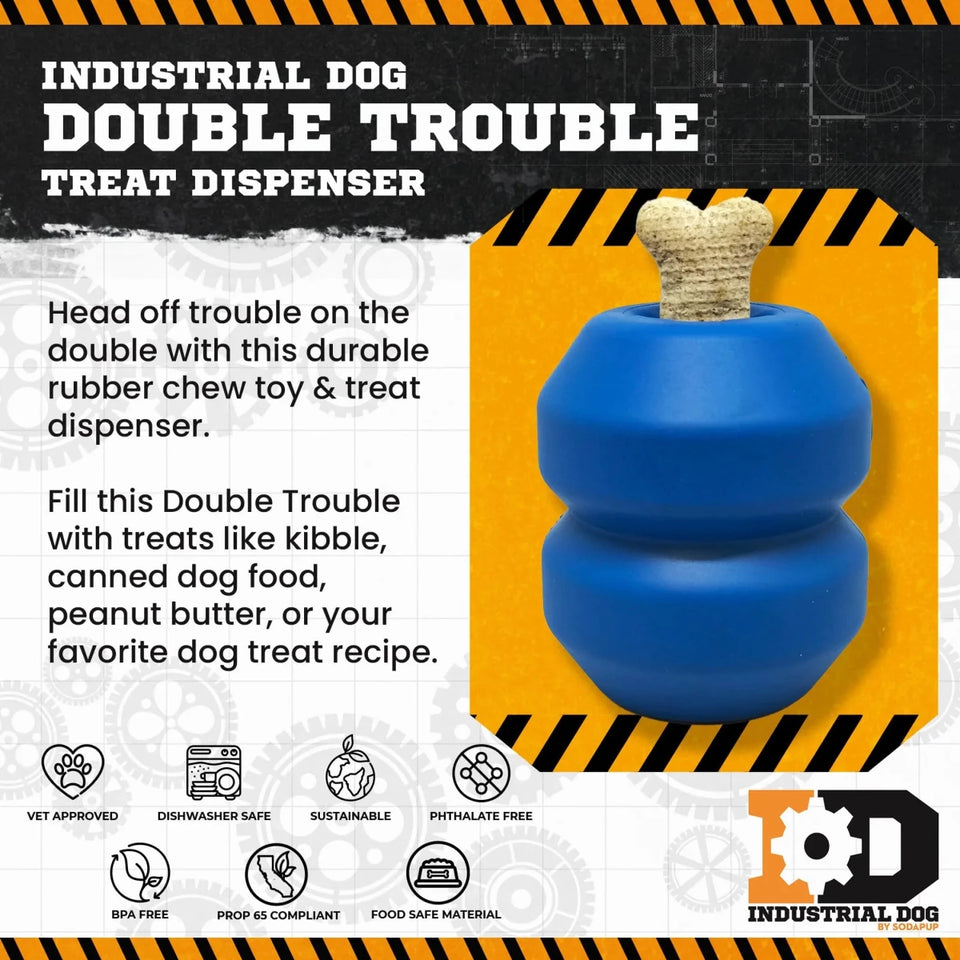 ID Double Trouble Durable Rubber Chew Dog Toy and Treat Dispenser - Pets Perfect