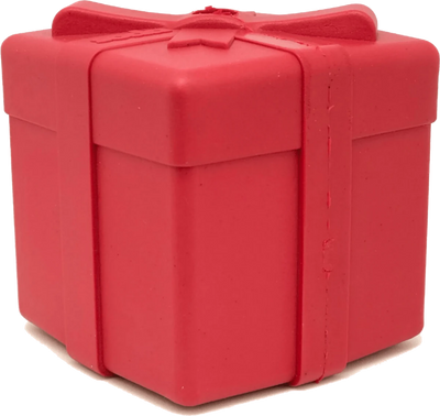 SP Gift Box Durable Rubber Chew Dog Toy & Treat Dispenser, Red/LARGE