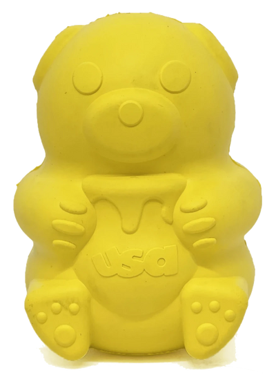 Honey Bear Dog Treat Dispenser, Yellow/LARGE