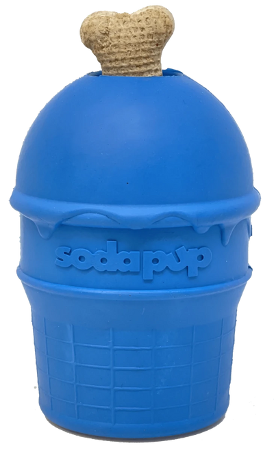 SP Ice Cream Cone Durable Rubber Chew Dog Toy and Treat Dispenser, Blue/MEDIUM