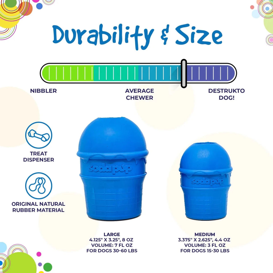 SP Ice Cream Cone Durable Rubber Chew Dog Toy and Treat Dispenser, view 9