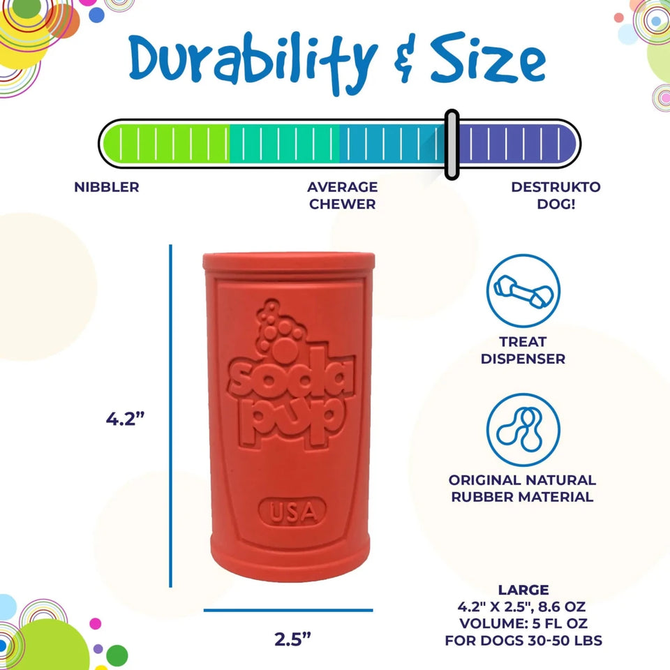 SP Retro Soda Can Durable Rubber Chew Dog Toy and Treat Dispenser - Pets Perfect