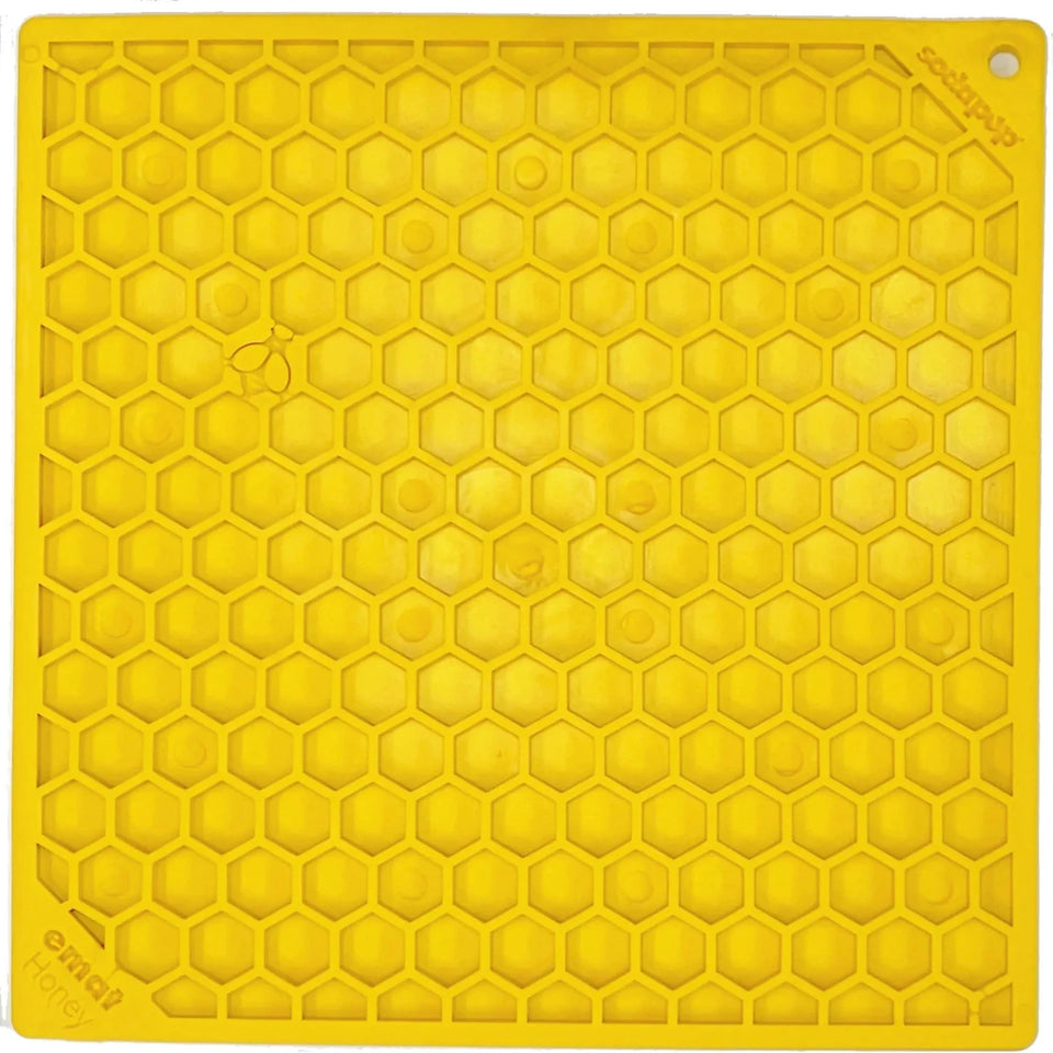 SodaPup Honeycomb Design eMat Enrichment Lick Mat, Small and Large, Yellow/1