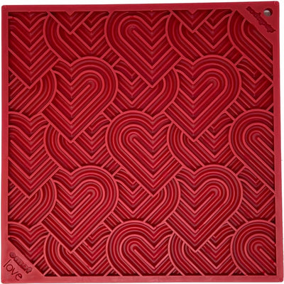 SodaPup Heart Design Love eMat Enrichment Lick Mat, Small and Large, Red/1