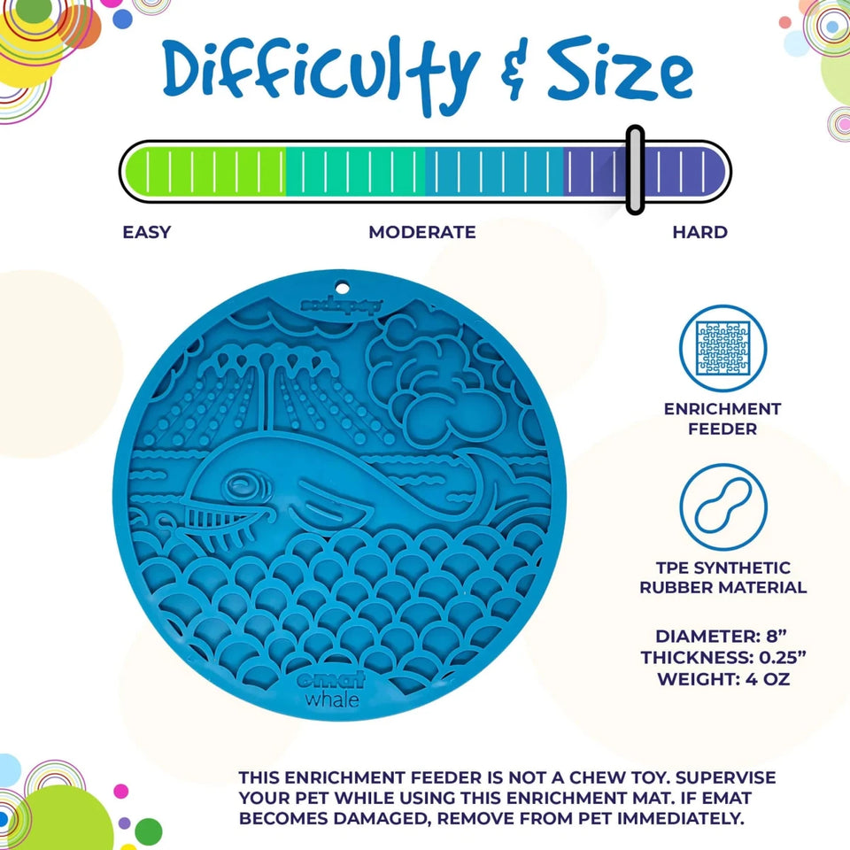 SodaPup Whale eMat Enrichment Lick Mat with Suction Cups, 8 in - Pets Perfect