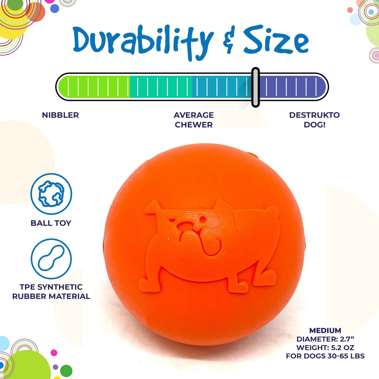SP Smile Ball Ultra Durable Synthetic Rubber Chew Toy & Floating Retrieving Toy - Pets Perfect