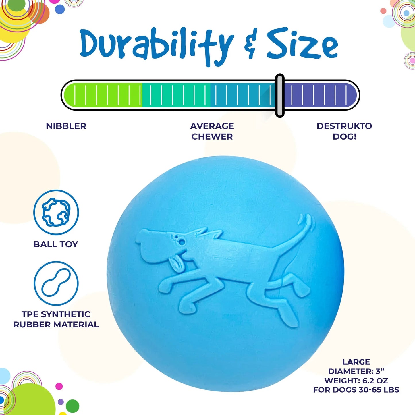 SP Wag Ball Ultra Durable Synthetic Rubber Chew Toy & Floating Retrieving Toy - Pets Perfect