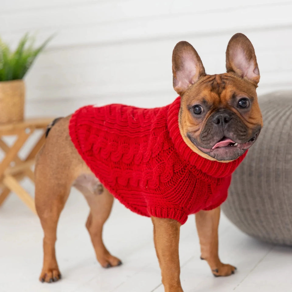 GF Pet Chalet Dog Sweater - Cable Knit Turtleneck, view 35