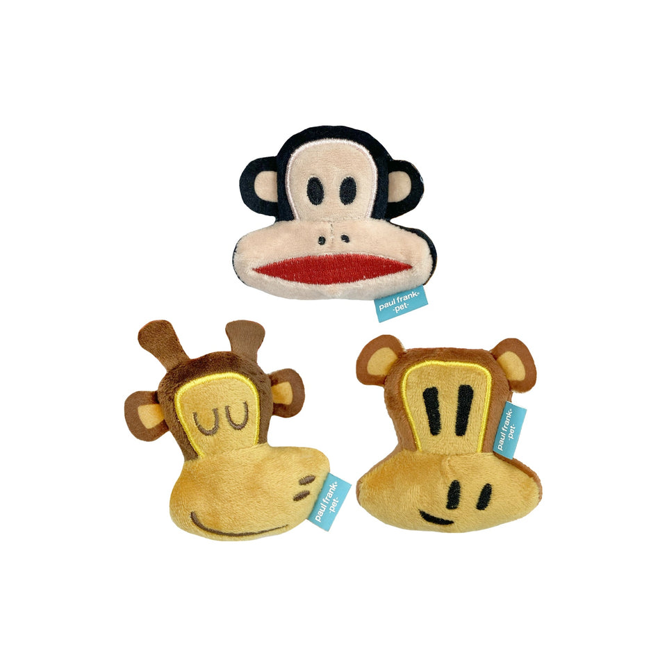 Multipet Paul Frank Character Heads for Cats, 3 in, 3-Count