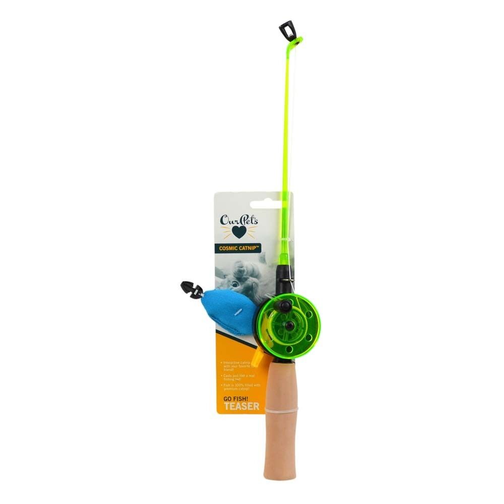 OurPets Play - N - Squeak Fishing Rod with Fish Catnip Toy Multi - Color 1ea - Pets Perfect