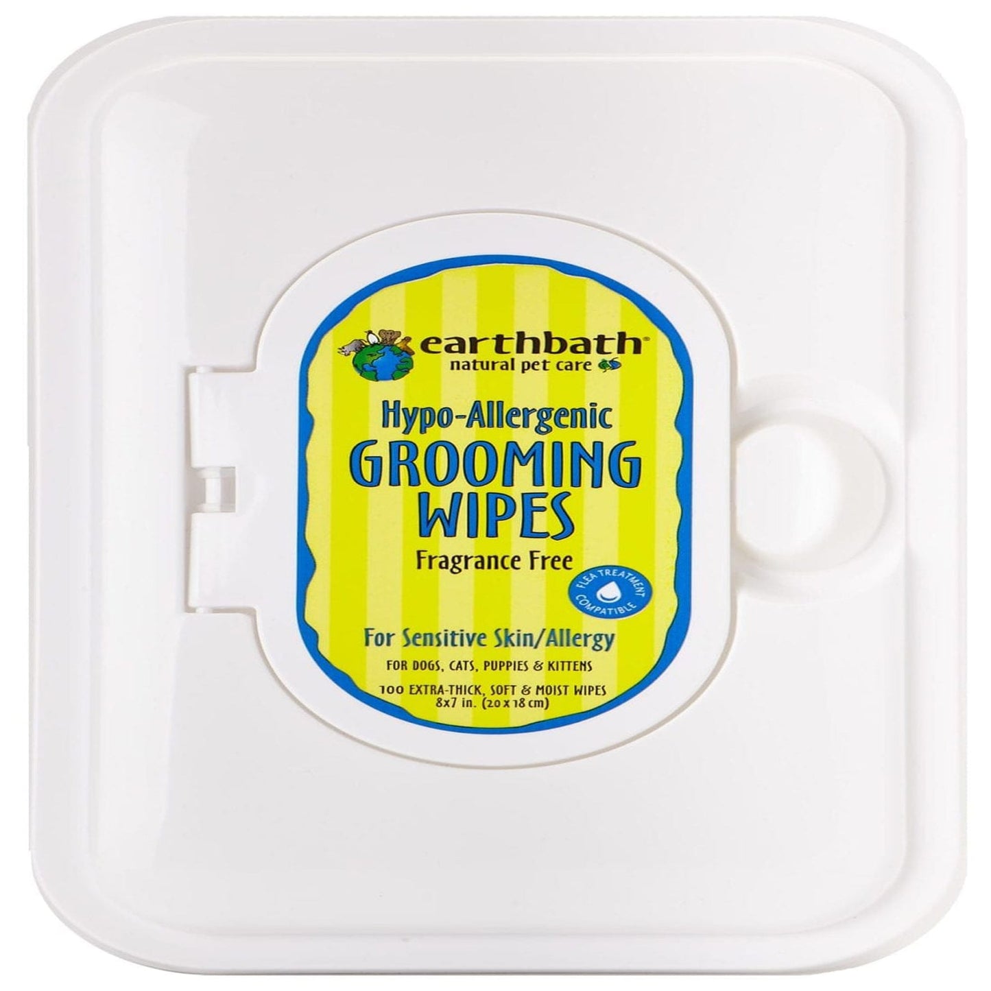 Earthbath Hypo - Allergenic Grooming Wipes, Fragrance Free 1ea/100 ct - Pets Perfect