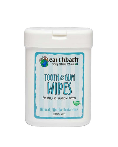 Earthbath Tooth & Gum Wipes for Dogs, Cats, Puppies, & Kittens 25 ct