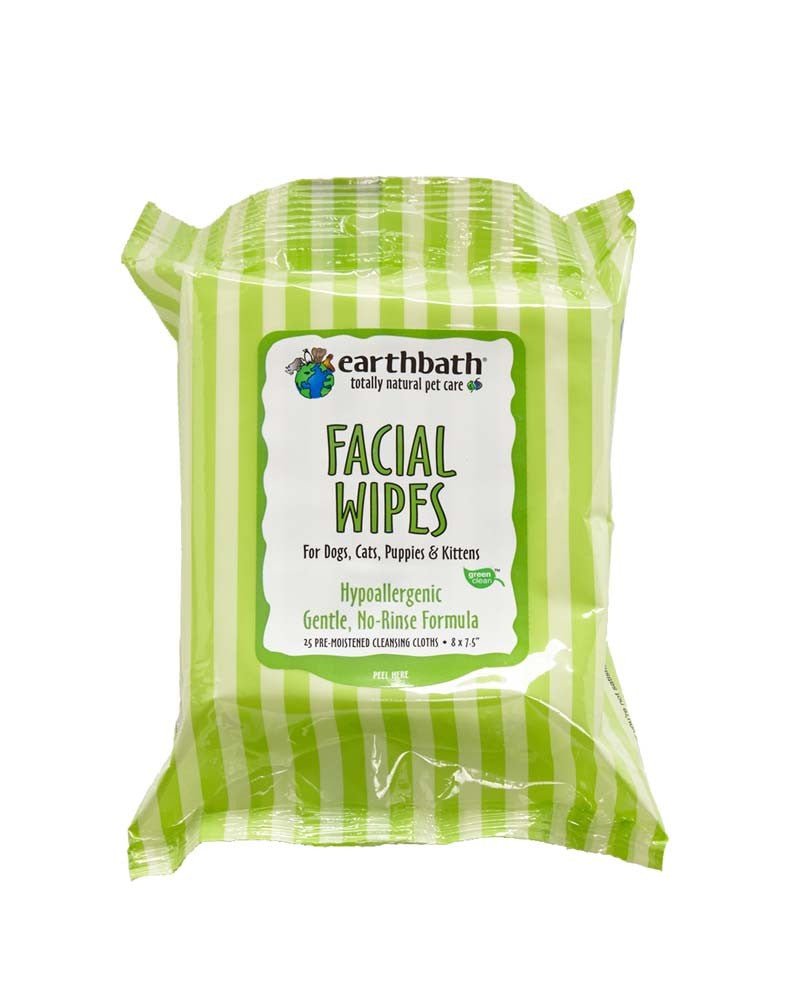 Earthbath Hypoallergenic Facial Wipes for Dogs & Cats - 25 ct
