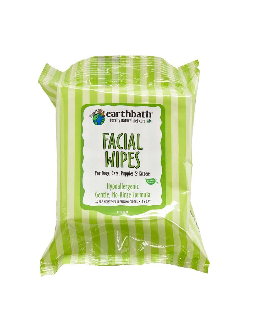 Earthbath Hypoallergenic Facial Wipes for Dogs & Cats - 25 ct