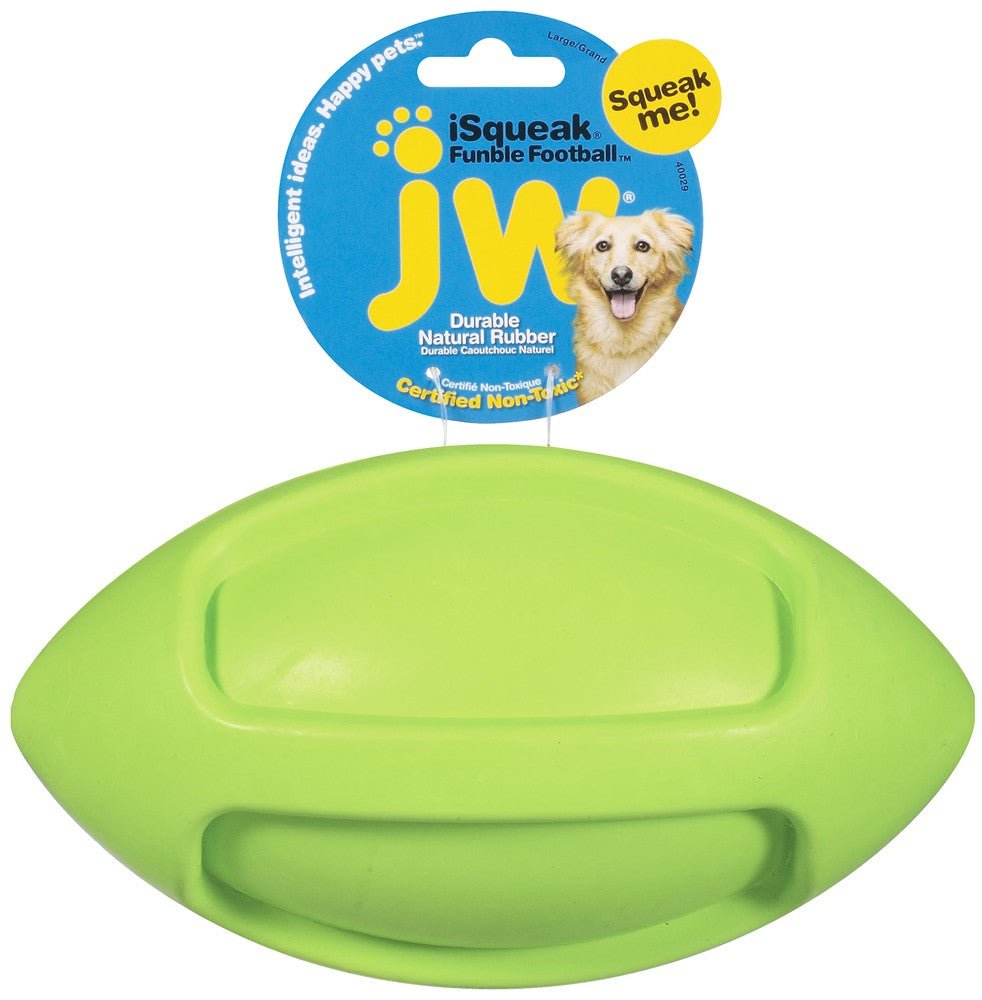 JW Pet iSqueak Funble Dog Toy Football Assorted 1ea/LG - Pets Perfect