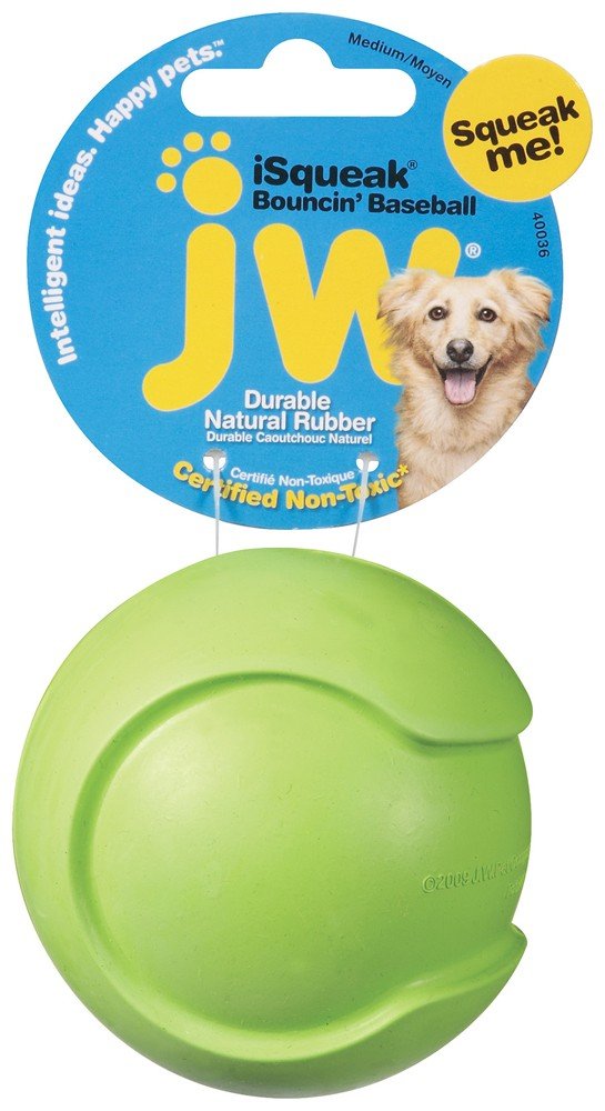 JW Pet iSqueak Bouncin' Dog Toy Baseball Assorted 1ea/MD - Pets Perfect