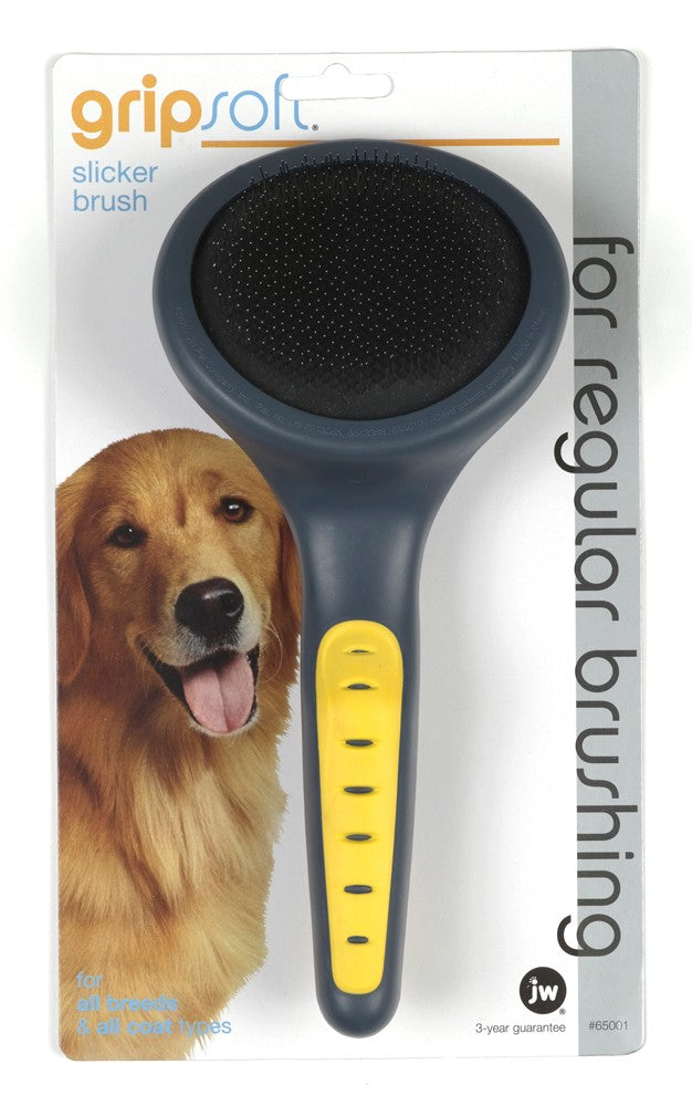 JW Pet Slicker Brush Grey/Yellow Large
