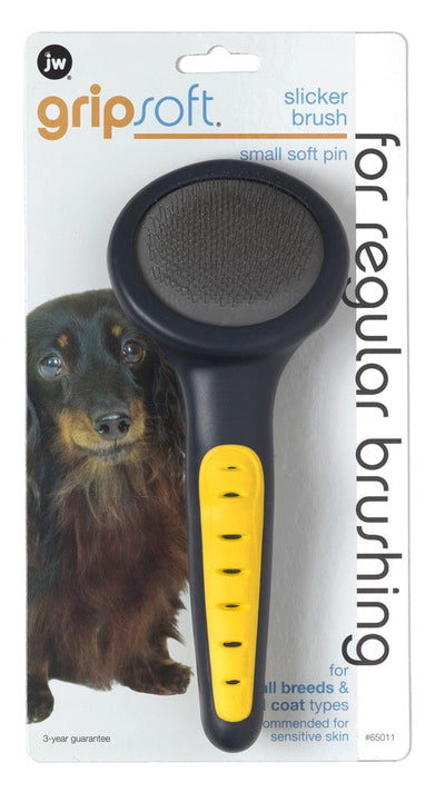 JW Pet Slicker Brush with Soft Pins Grey/Yellow Small