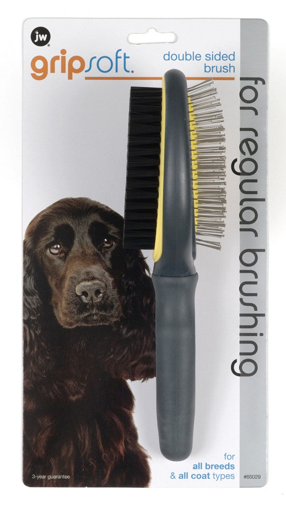 JW Pet Double-Sided Brush Grey, Yellow