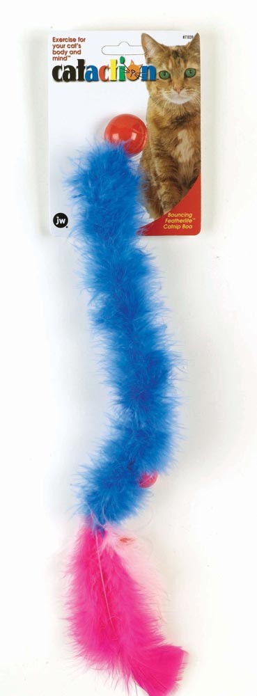 JW Pet Featherlite Catnip Boa Bouncing Cat Toy Blue