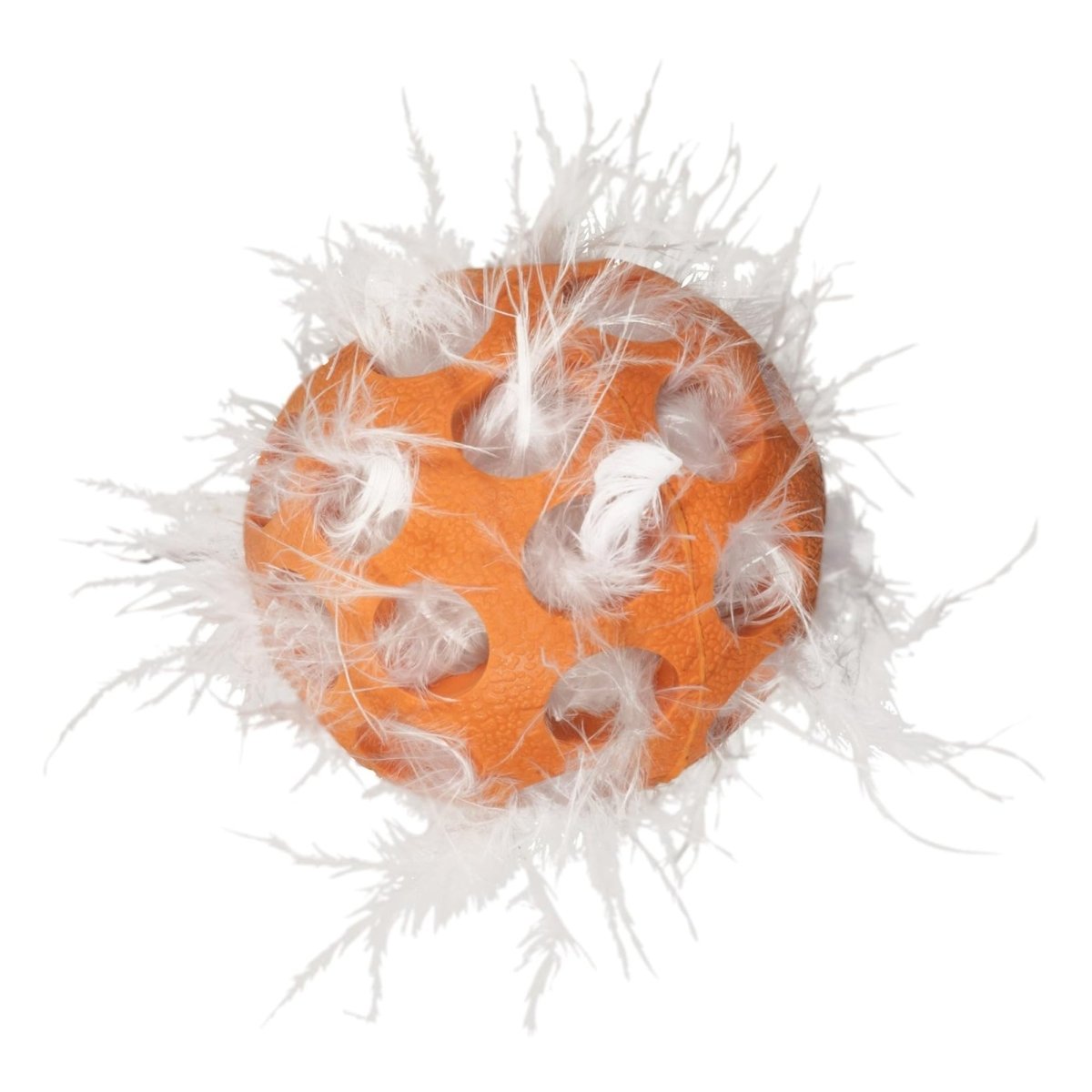 JW Pet Cataction Feather Ball Cat Toy Orange 1ea/One Size - Pets Perfect