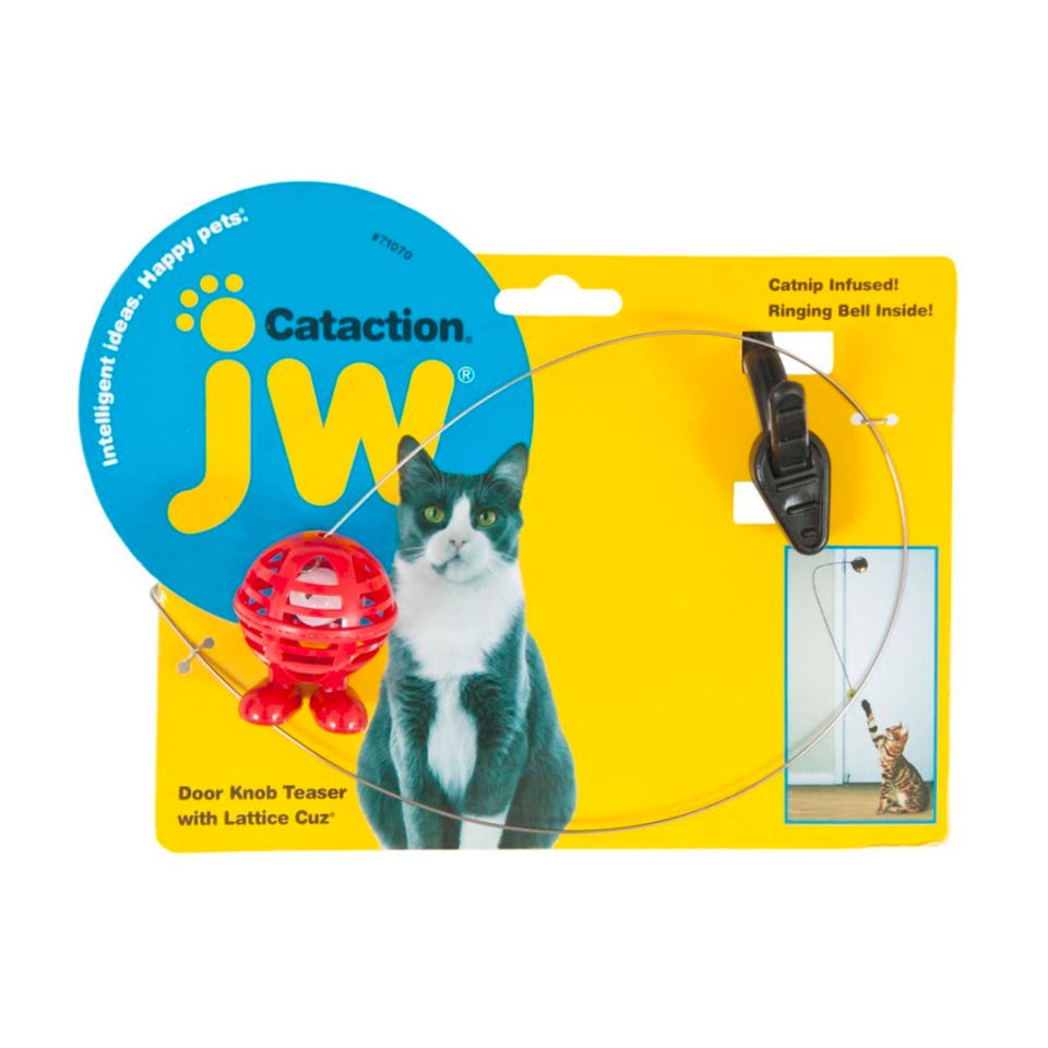 JW Pet Cataction Doorknob Teaser With Cuz Cat Toy Multi-Color