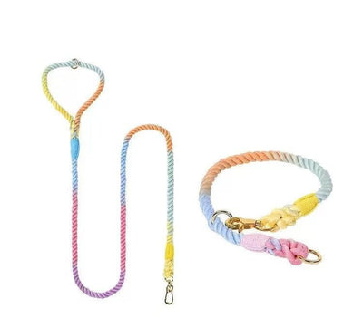 Dog Rope Dog Leash and Dog Collar Set - Macaron, Small