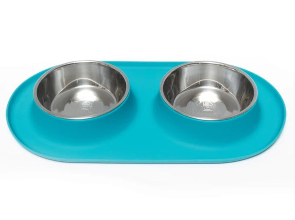 Messy Mutts Double Feeder, Blue 1.5 Cup
