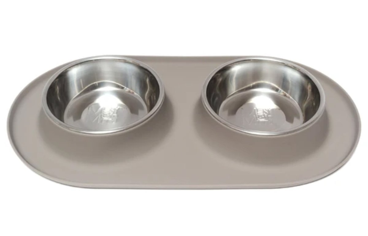 Messy Mutts Double Feeder Grey 1.5 Cup - Pets Perfect