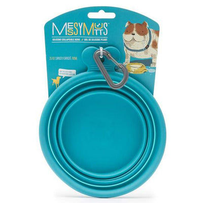 Messy Mutts Dog Collapsible Bowl, Blue 3 Cup