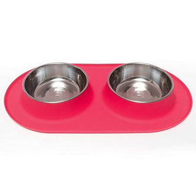Messy Mutts Dog Double Feeder, Red 3 Cup