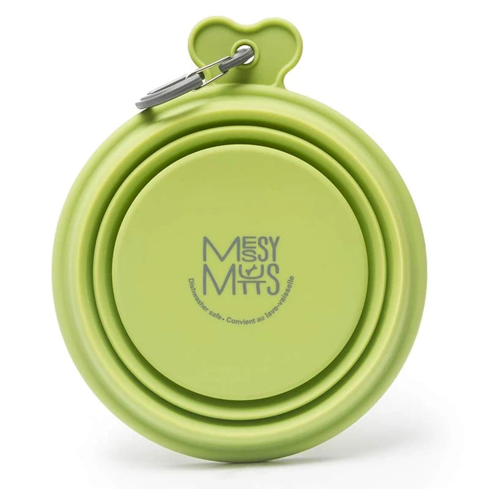 Messy Mutts Dog Collapsible Bowl, Green 1.5 Cup