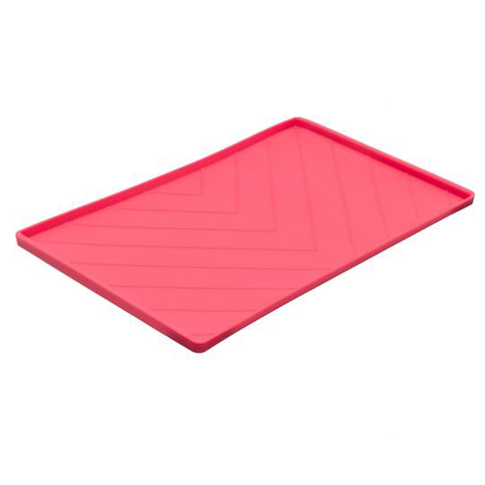 Messy Mutts Dog Silicone Mat Metal Rods, Red Medium