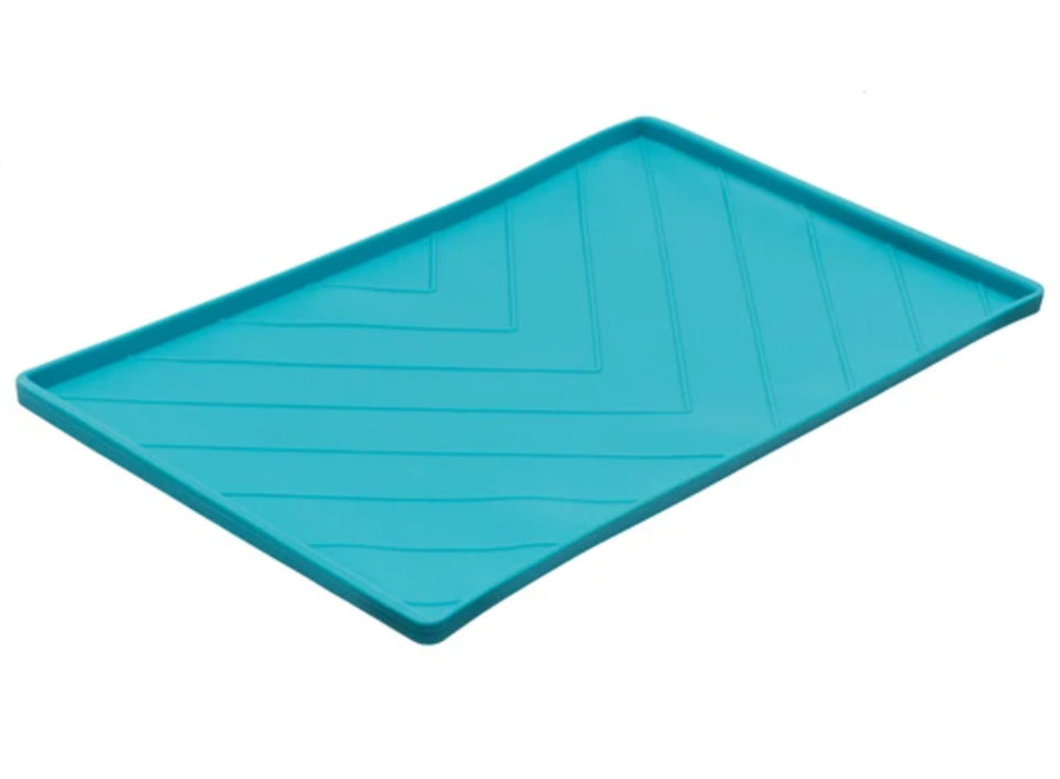 Messy Mutts Dog Silicone Mat Metal Rods, Blue Large