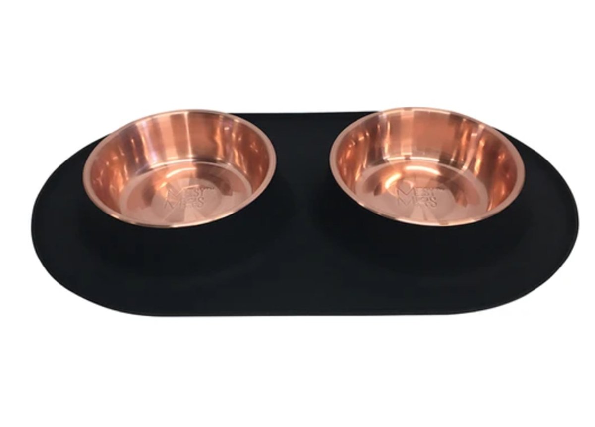 Messy Mutts Dog Silicone Double Feeder With Copper Medium - Pets Perfect