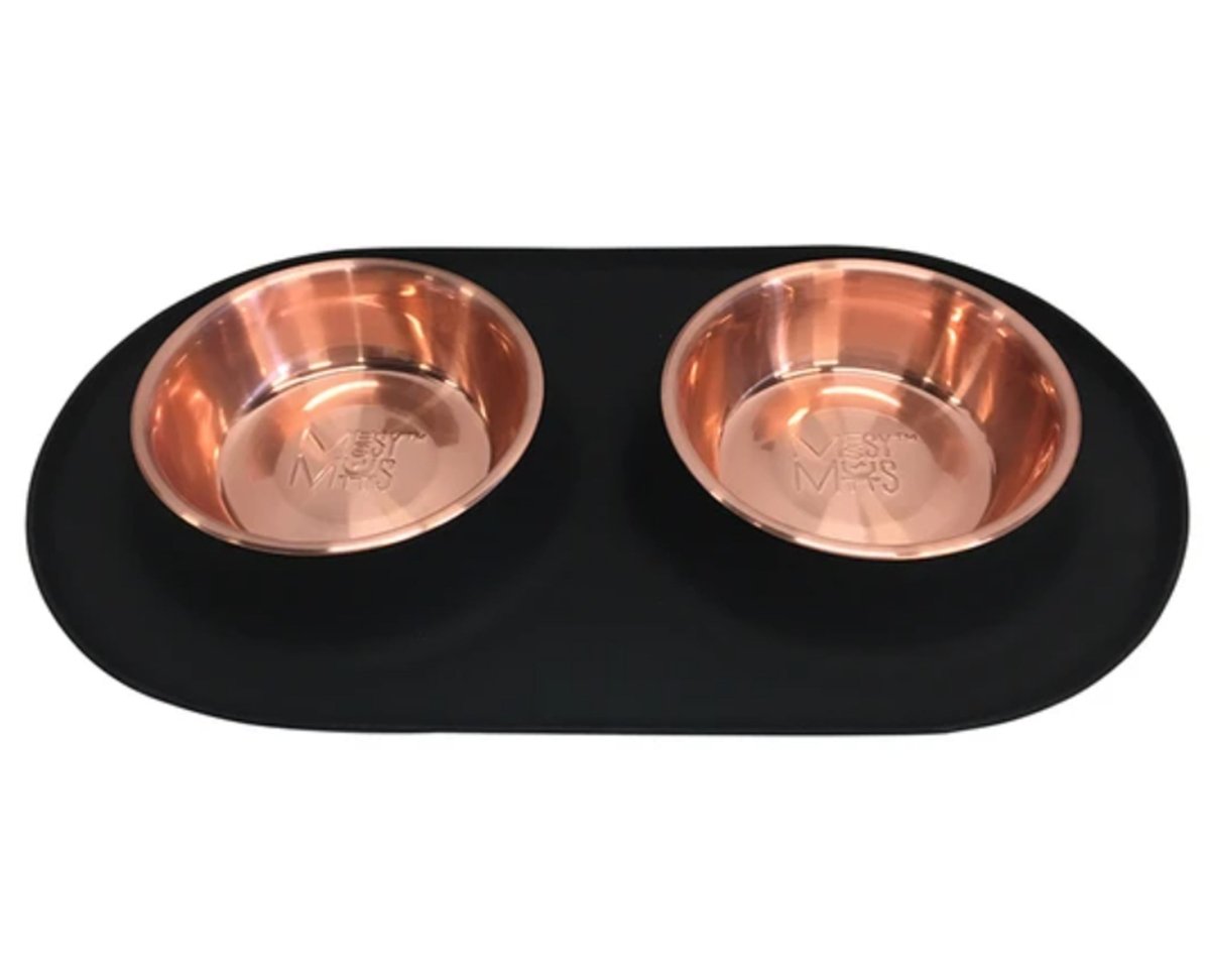 Messy Mutts Dog Silicone Double Feeder With Copper Large - Pets Perfect