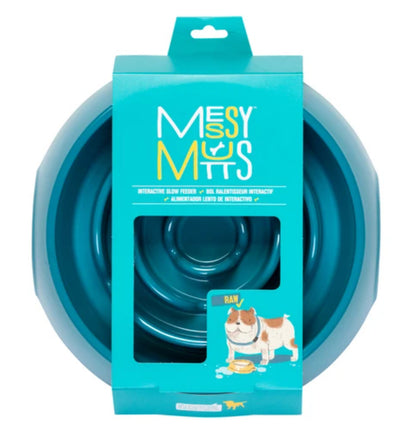 Messy Mutts Dog Slow-Feeder, Blue 3 Cups