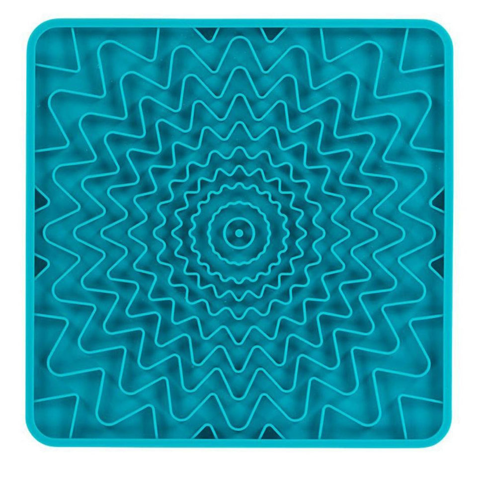 Messy Mutts Dog Framed Silicone Interactive Licking Mat, 10 in x 10 in Blue